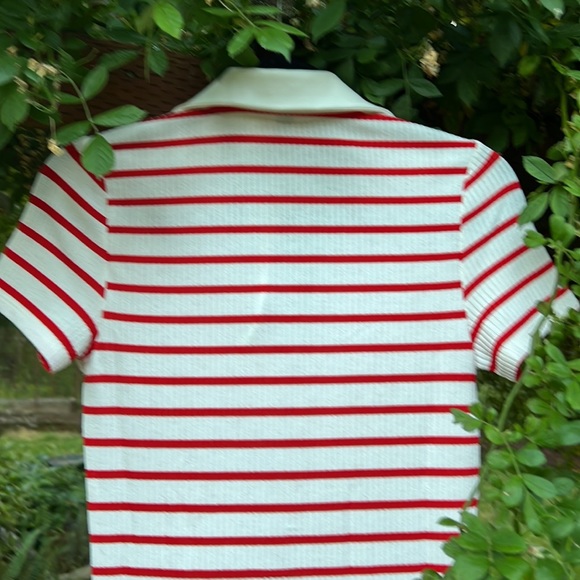 Striped Bodycon Mini Dress DIVIDED Red Stripes Polo Collar - Size M - Picture 6 of 8